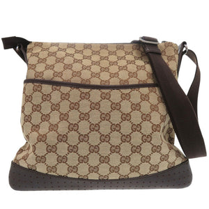 美品 グッチ GG柄 ショルダーバッグ 総柄 クロスボディ 斜め掛け サコッシュ 145857 GGキャンバス ブラウン 0456【中古】GUCCI