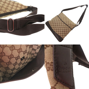 美品 グッチ GG柄 ショルダーバッグ 総柄 クロスボディ 斜め掛け サコッシュ 145857 GGキャンバス ブラウン 0456【中古】GUCCI