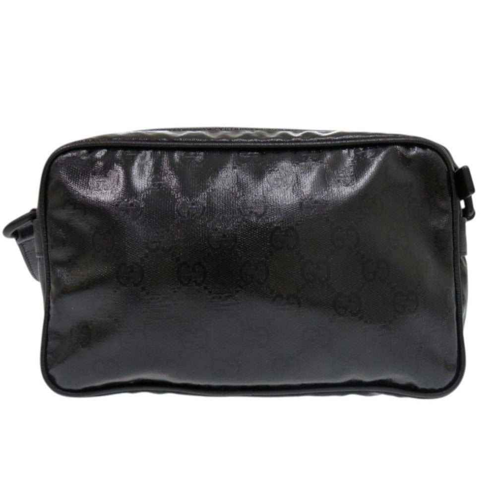 美品 グッチ 760342 GGクリスタル レザー ブラック ショルダーバッグ 黒 0458【中古】GUCCI