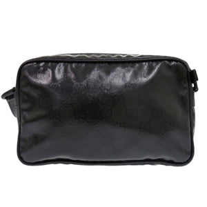 美品 グッチ 760342 GGクリスタル レザー ブラック ショルダーバッグ 黒 0458【中古】GUCCI