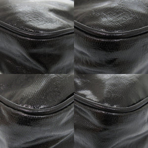 美品 グッチ 760342 GGクリスタル レザー ブラック ショルダーバッグ 黒 0458【中古】GUCCI