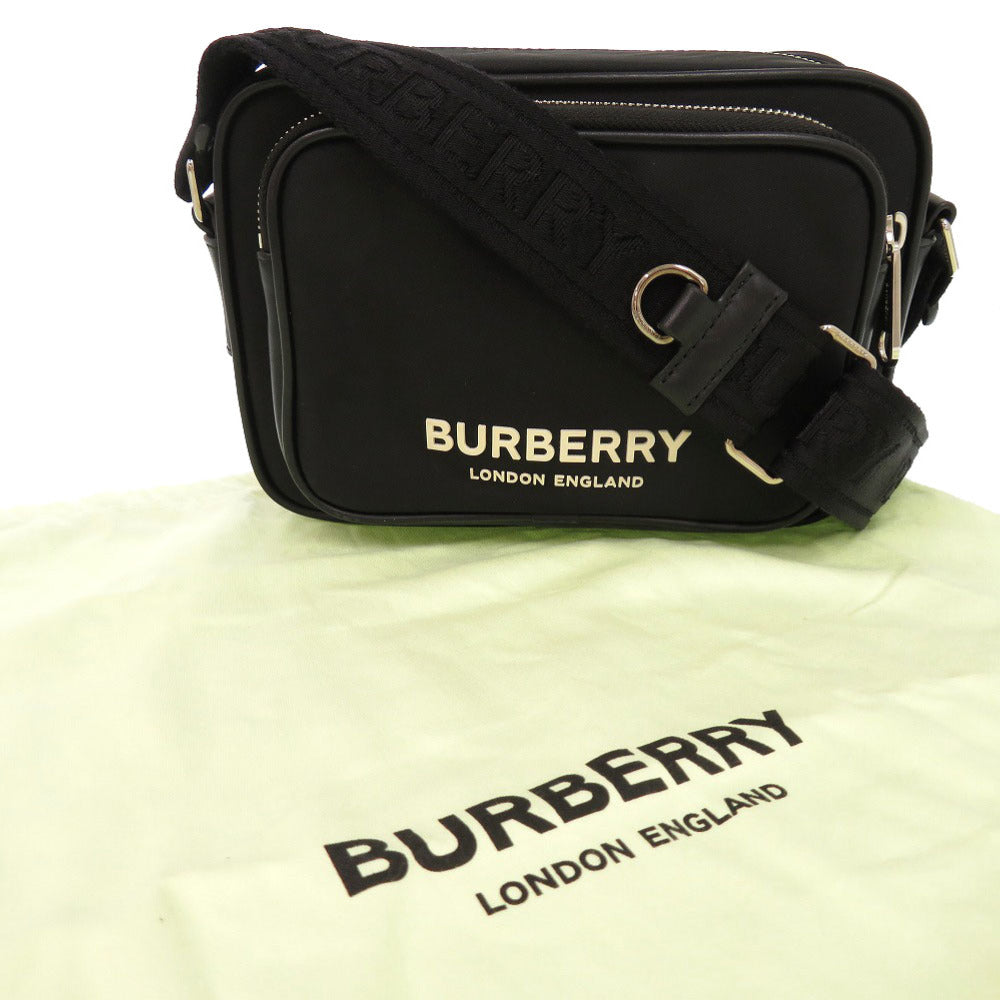 美品 バーバリー ナイロン ブラック ショルダーバッグ 黒 0461【中古】BURBERRY メンズ