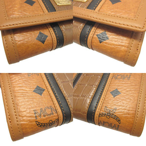 新品同様 エムシーエム レザー ブラウン 茶 コンパクトウォレット 3つ折り財布 財布 0465【中古】MCM