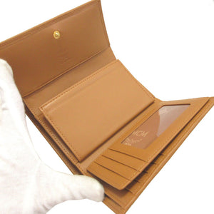 新品同様 エムシーエム レザー ブラウン 茶 コンパクトウォレット 3つ折り財布 財布 0465【中古】MCM