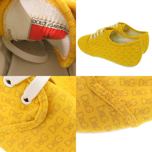 美品 ドルチェアンドガッバーナ ローカットスニーカー 総柄 ロゴ柄 キャンバス イエロー 0466【中古】DOLCE&GABBANA