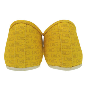 美品 ドルチェアンドガッバーナ ローカットスニーカー 総柄 ロゴ柄 キャンバス イエロー 0466【中古】DOLCE&GABBANA