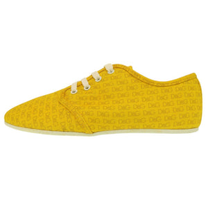 美品 ドルチェアンドガッバーナ ローカットスニーカー 総柄 ロゴ柄 キャンバス イエロー 0466【中古】DOLCE&GABBANA