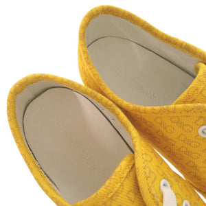 美品 ドルチェアンドガッバーナ ローカットスニーカー 総柄 ロゴ柄 キャンバス イエロー 0466【中古】DOLCE&GABBANA