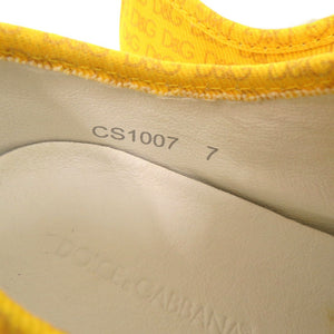 美品 ドルチェアンドガッバーナ ローカットスニーカー 総柄 ロゴ柄 キャンバス イエロー 0466【中古】DOLCE&GABBANA