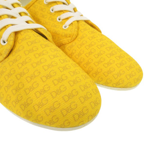 美品 ドルチェアンドガッバーナ ローカットスニーカー 総柄 ロゴ柄 キャンバス イエロー 0466【中古】DOLCE&GABBANA