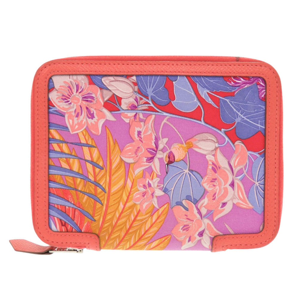 美品 エルメス ソワ クール フラミンゴパーティ アジェンダ シルク ヴォーエプソン シルバー金具 ローズジャイプール T刻印(2015年製) 手帳カバー 0467【中古】HERMES