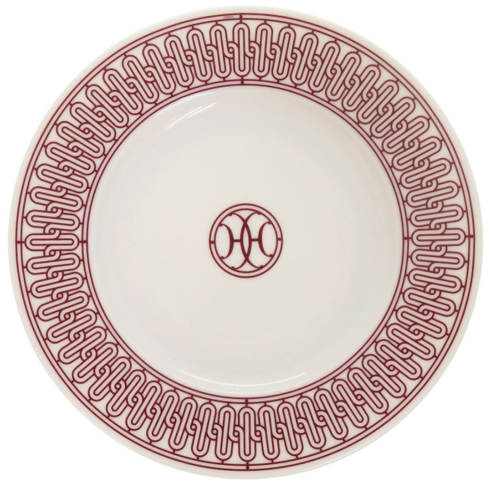 新品同様 エルメス デザートプレート〈Hデコ〉 ポーセリン 陶磁器 レッド 赤 食器 0473【中古】HERMES