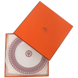 新品同様 エルメス デザートプレート〈Hデコ〉 ポーセリン 陶磁器 レッド 赤 食器 0473【中古】HERMES