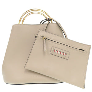 新品同様 マルニ パニエ 2WAY ハンドバッグ ショルダーバッグ SCMP001801 レザー ベージュ 0475【中古】MARNI