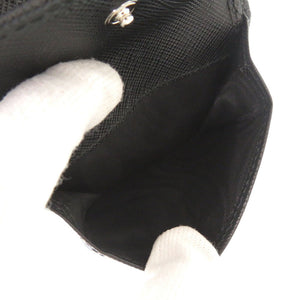 未使用品 プラダ トライアングルロゴ サフィアーノレザー ブラック 二つ折り財布 黒 0476【中古】PRADA メンズ