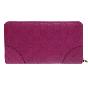 美品 グッチ グッチシマ 323397 ラウンドファスナー レザー パープル  長財布 0479【中古】GUCCI