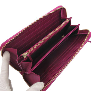 美品 グッチ グッチシマ 323397 ラウンドファスナー レザー パープル  長財布 0479【中古】GUCCI