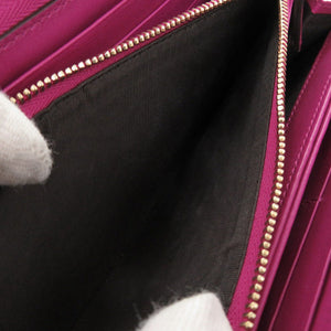 美品 グッチ グッチシマ 323397 ラウンドファスナー レザー パープル  長財布 0479【中古】GUCCI