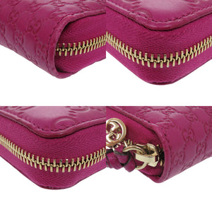 美品 グッチ グッチシマ 323397 ラウンドファスナー レザー パープル  長財布 0479【中古】GUCCI