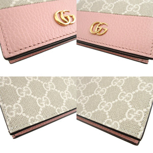 新品同様 グッチ GGマーモント 658610 コンパクトウォレット レザー GGスプリーム ピンク 2つ折り財布 財布 0481【中古】GUCCI