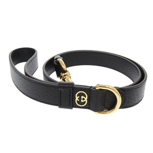 新品同様 グッチ ペット用 インターロッキングG 695257 レザー ブラック リード 黒 0485【中古】GUCCI