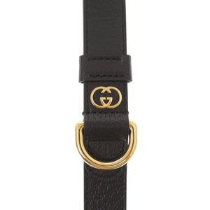新品同様 グッチ ペット用 インターロッキングG 695257 レザー ブラック リード 黒 0485【中古】GUCCI