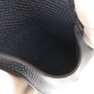 美品 エルメス Hタグ ヴォーエプソン ヴォースイフト ブルーインディゴ ブラック シルバー金具 Z刻印(2021年製) カードケース 0487【中古】HERMES