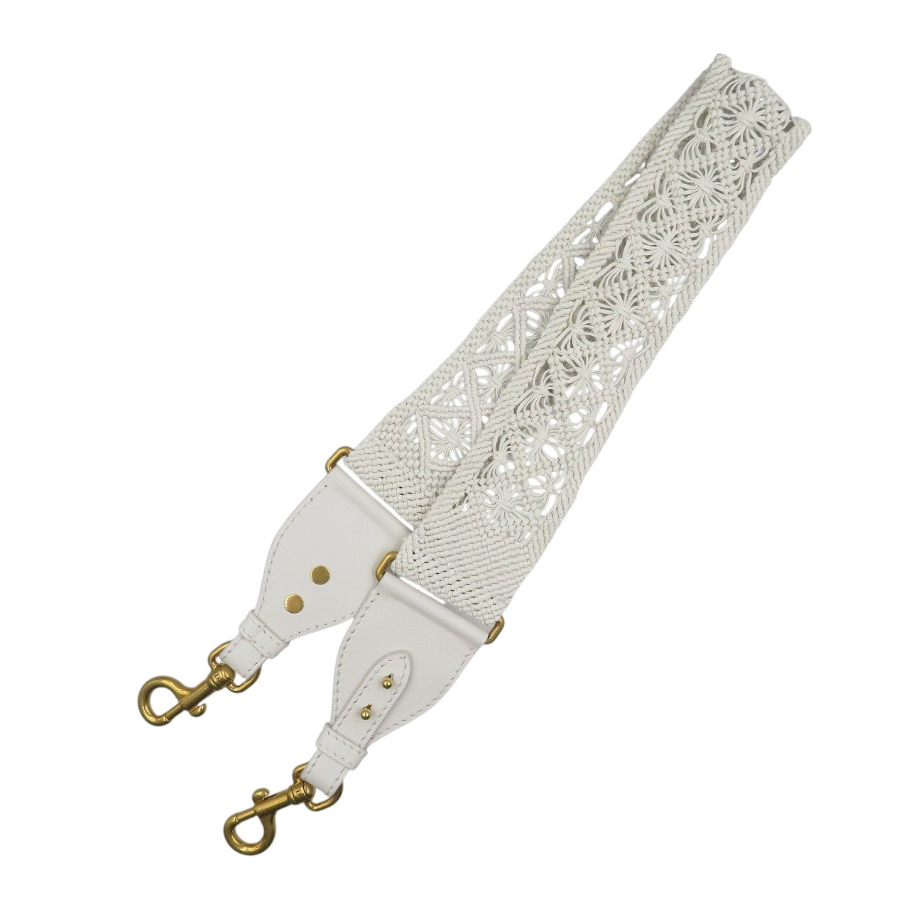 美品 クリスチャンディオール レザー ゴールド金具 ホワイト ショルダーストラップ 0489【中古】Christian Dior