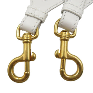 美品 クリスチャンディオール レザー ゴールド金具 ホワイト ショルダーストラップ 0489【中古】Christian Dior