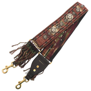 美品 クリスチャンディオール ショルダーストラップ メダリオン キャンバス/レザー レッド 赤 0490【中古】Christian Dior