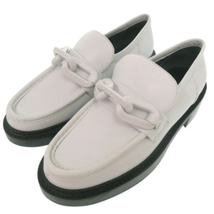 新品同様 ルイ ヴィトン チェーン ローファー ドレスシューズ モックトゥ ローファー MA1201 レザー ホワイト LV 0492【中古】LOUIS VUITTON