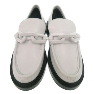 新品同様 ルイ ヴィトン チェーン ローファー ドレスシューズ モックトゥ ローファー MA1201 レザー ホワイト LV 0492【中古】LOUIS VUITTON