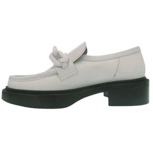 新品同様 ルイ ヴィトン チェーン ローファー ドレスシューズ モックトゥ ローファー MA1201 レザー ホワイト LV 0492【中古】LOUIS VUITTON