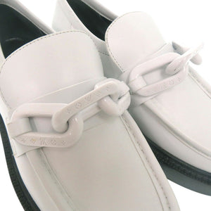 新品同様 ルイ ヴィトン チェーン ローファー ドレスシューズ モックトゥ ローファー MA1201 レザー ホワイト LV 0492【中古】LOUIS VUITTON