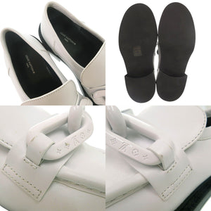 新品同様 ルイ ヴィトン チェーン ローファー ドレスシューズ モックトゥ ローファー MA1201 レザー ホワイト LV 0492【中古】LOUIS VUITTON