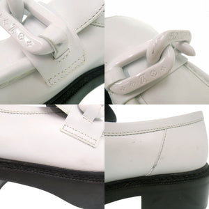 新品同様 ルイ ヴィトン チェーン ローファー ドレスシューズ モックトゥ ローファー MA1201 レザー ホワイト LV 0492【中古】LOUIS VUITTON