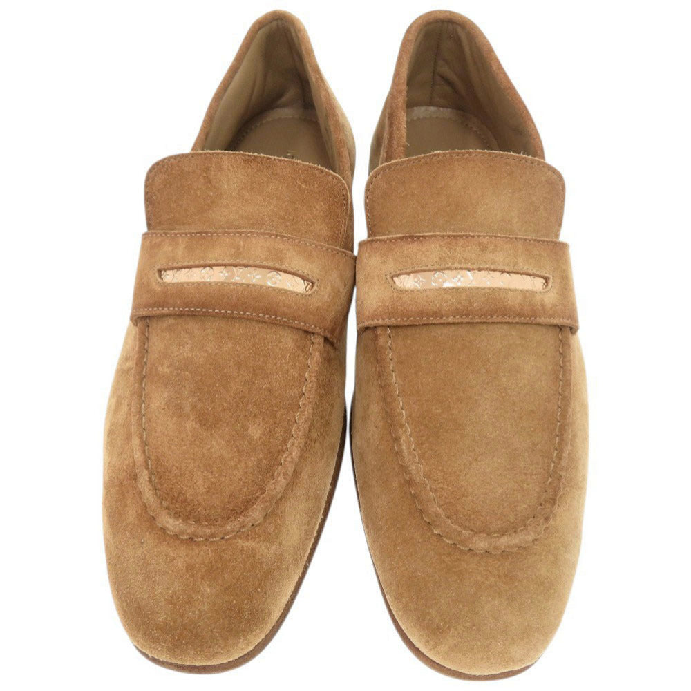 未使用 ルイ ヴィトン スエード サイズ7 ブラウン ローファー 茶 LV 0493【中古】LOUIS VUITTON メンズ