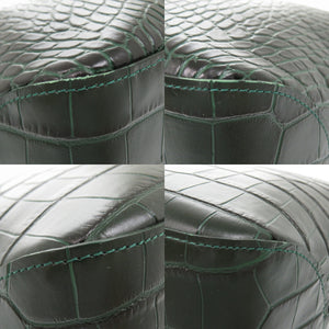 新品同様 ロンシャン ロゾ ハンドバッグ クロコ調 クロコ型押し 大容量 A4収納 レザー グリーン 0495【中古】Longchamp