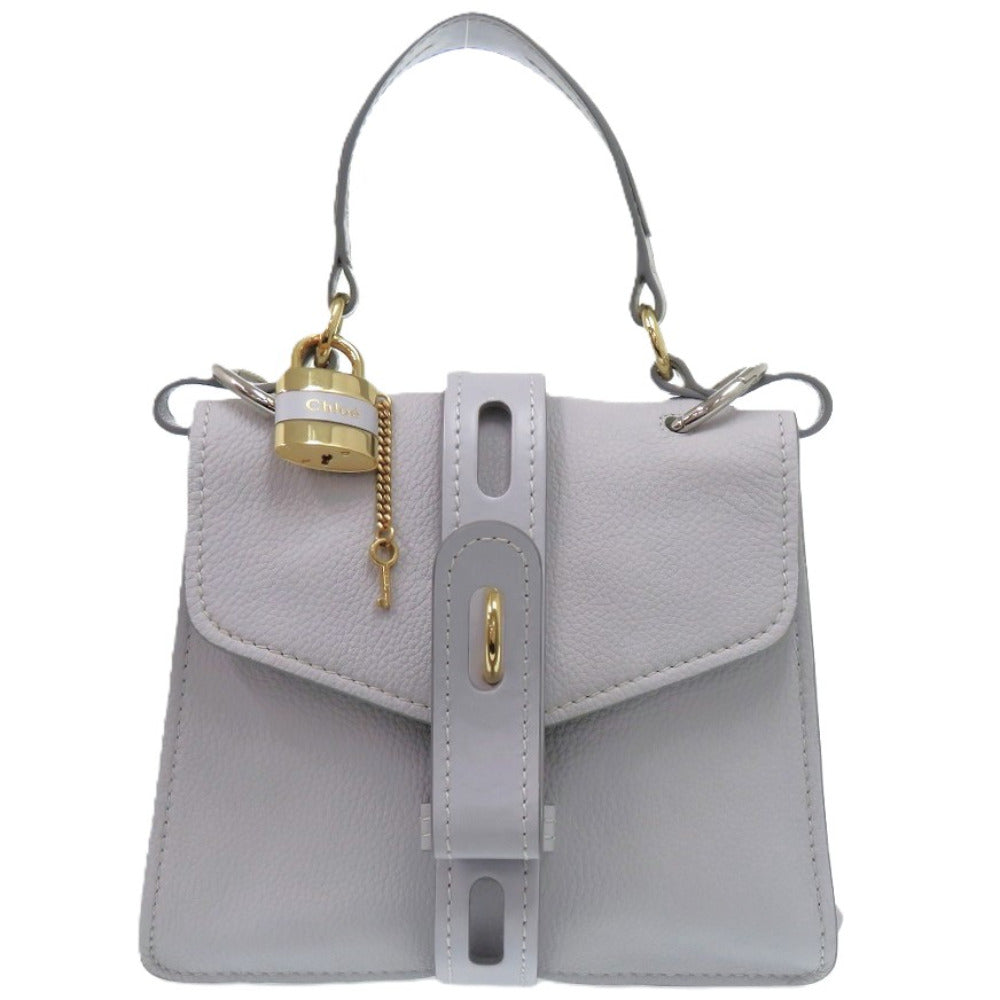 新品同様 クロエ アビー レザー ライトクラウド 0496 水色 ハンドバッグ【中古】Chloe