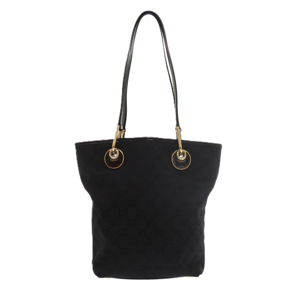 美品 グッチ GGキャンバス 120840 GGキャンバス レザー ブラック 0498 黒 トートバッグ【中古】GUCCI
