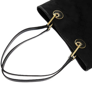 美品 グッチ GGキャンバス 120840 GGキャンバス レザー ブラック 0498 黒 トートバッグ【中古】GUCCI