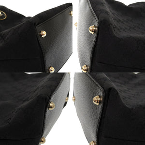 美品 グッチ GGキャンバス 120840 GGキャンバス レザー ブラック 0498 黒 トートバッグ【中古】GUCCI
