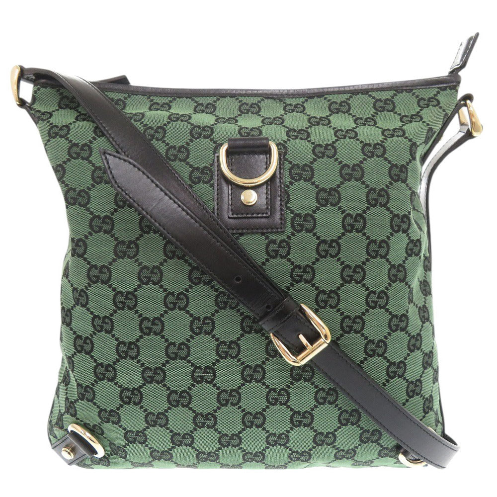 美品 グッチ アビー GGキャンバス レザー 272400 グリーン ショルダーバッグ 緑 0499【中古】GUCCI