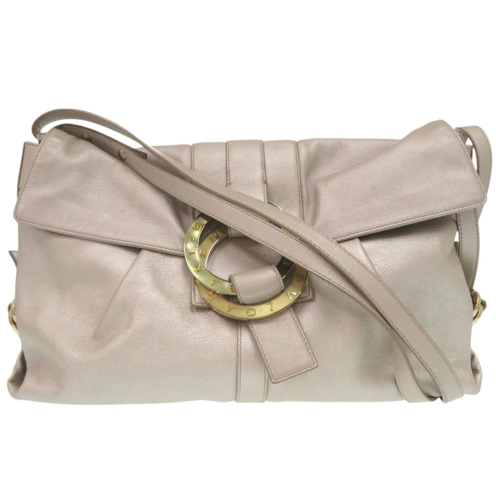 ブルガリ チャンドラ 斜め掛け ショルダーバッグ レザー ホワイトゴールド 0500【中古】BVLGARI