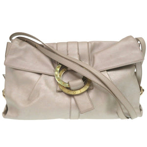 ブルガリ チャンドラ 斜め掛け ショルダーバッグ レザー ホワイトゴールド 0500【中古】BVLGARI