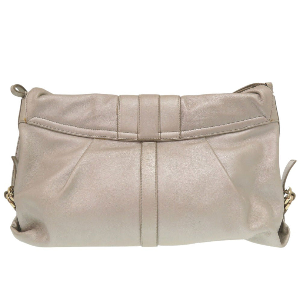 ブルガリ チャンドラ 斜め掛け ショルダーバッグ レザー ホワイトゴールド 0500【中古】BVLGARI