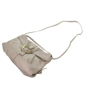 ブルガリ チャンドラ 斜め掛け ショルダーバッグ レザー ホワイトゴールド 0500【中古】BVLGARI