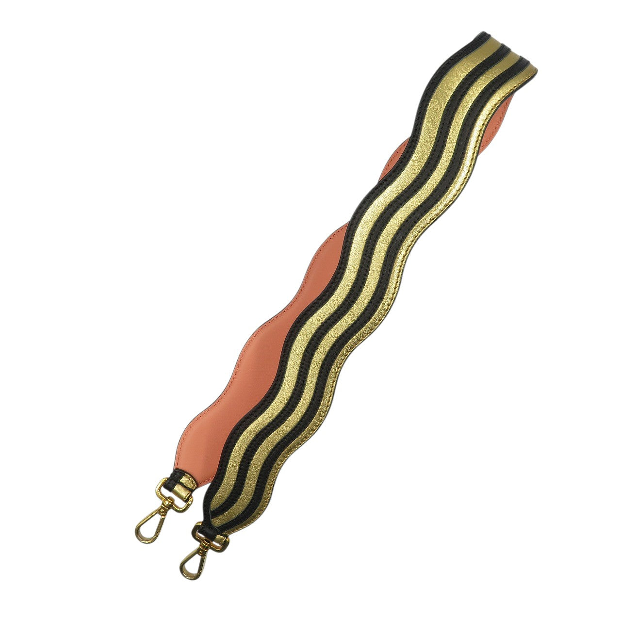 新品同様 フェンディ ストラップユー レザー ゴールド ブラック ショルダーストラップ 0501【中古】FENDI