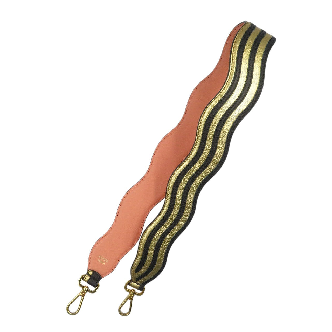 新品同様 フェンディ ストラップユー レザー ゴールド ブラック ショルダーストラップ 0501【中古】FENDI