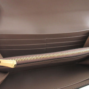 新品同様 サルヴァトーレフェラガモ ヴァラリボン レザー グレー 2つ折り長財布 財布 0502【中古】Salvatore Ferragamo